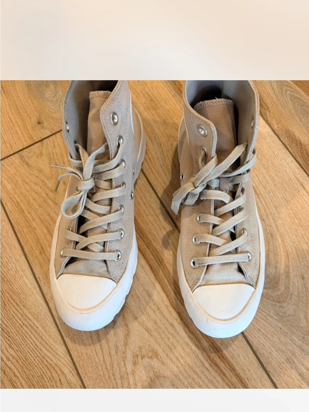 Converse High Top Platform Sneakers - Beige Canvas